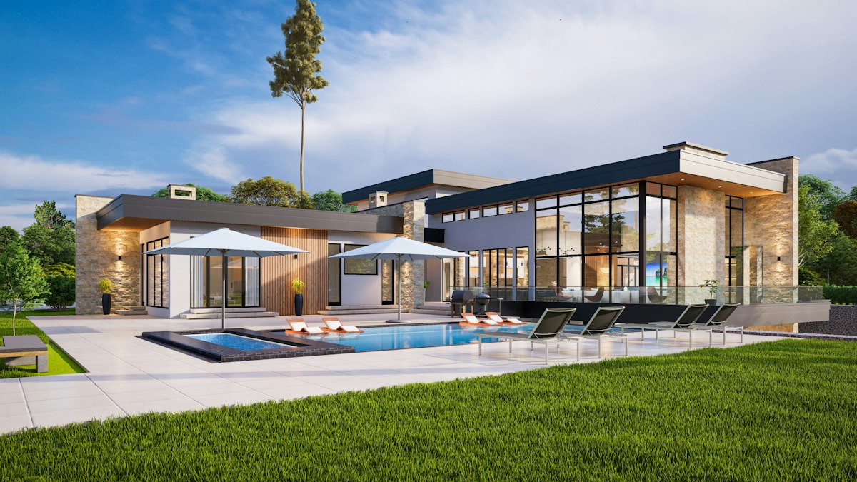 Une maison moderne avec piscine, exemple type d'investissement locatif haut de gamme en 2026